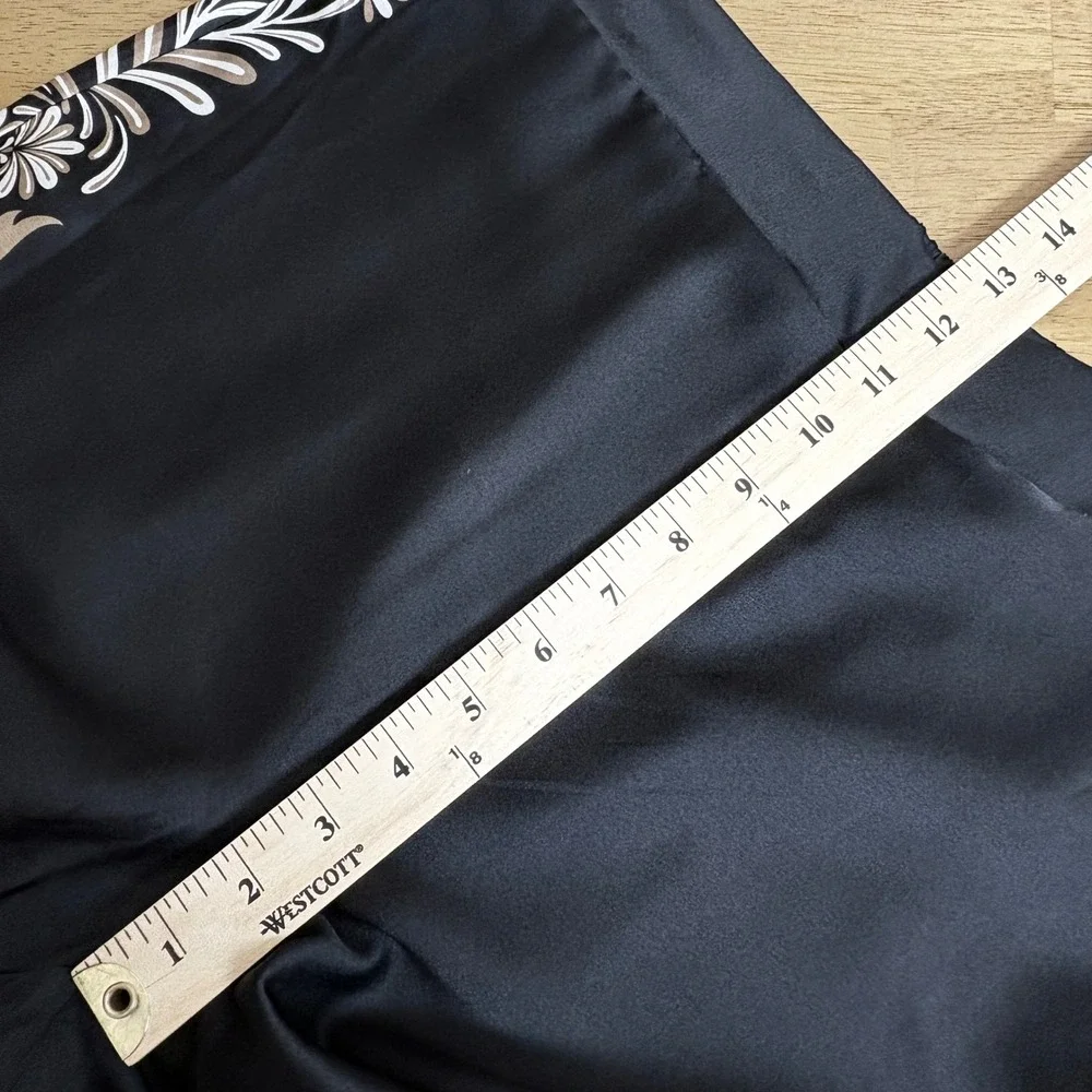 Ellen Tracy Womens Size M Black Gold Floral Wide Leg Satin Palazzo Pants